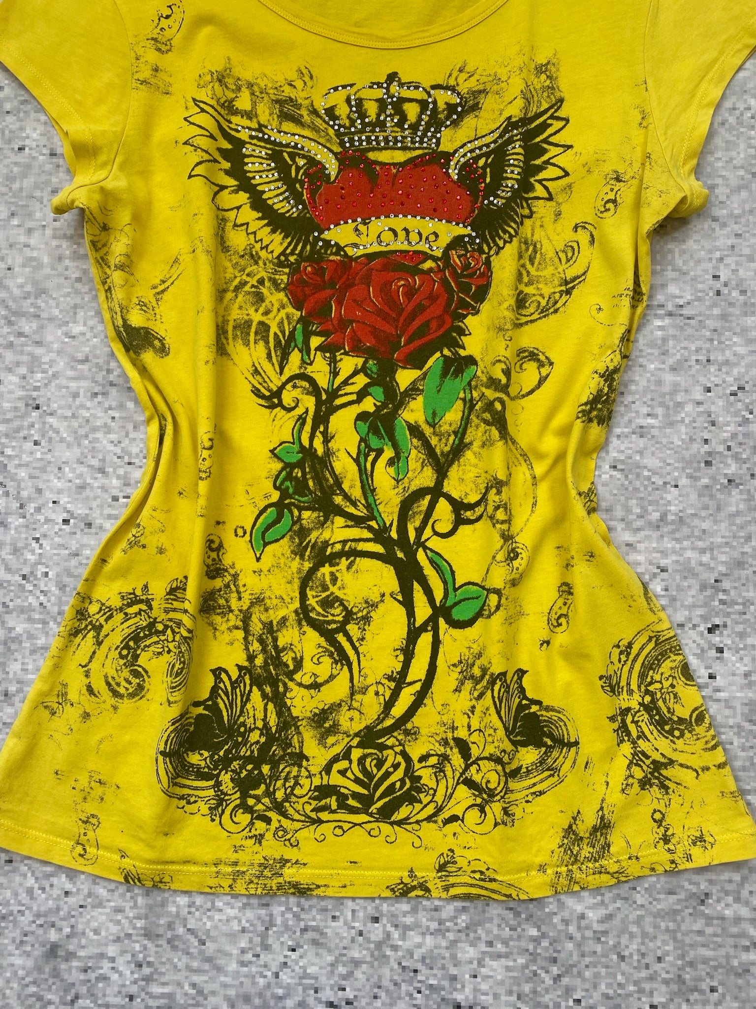 2000s Blind Date Grunge Yellow Top