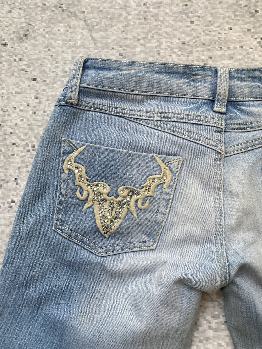 Etam Bedazzled Tribal  Low waisted flared jeans