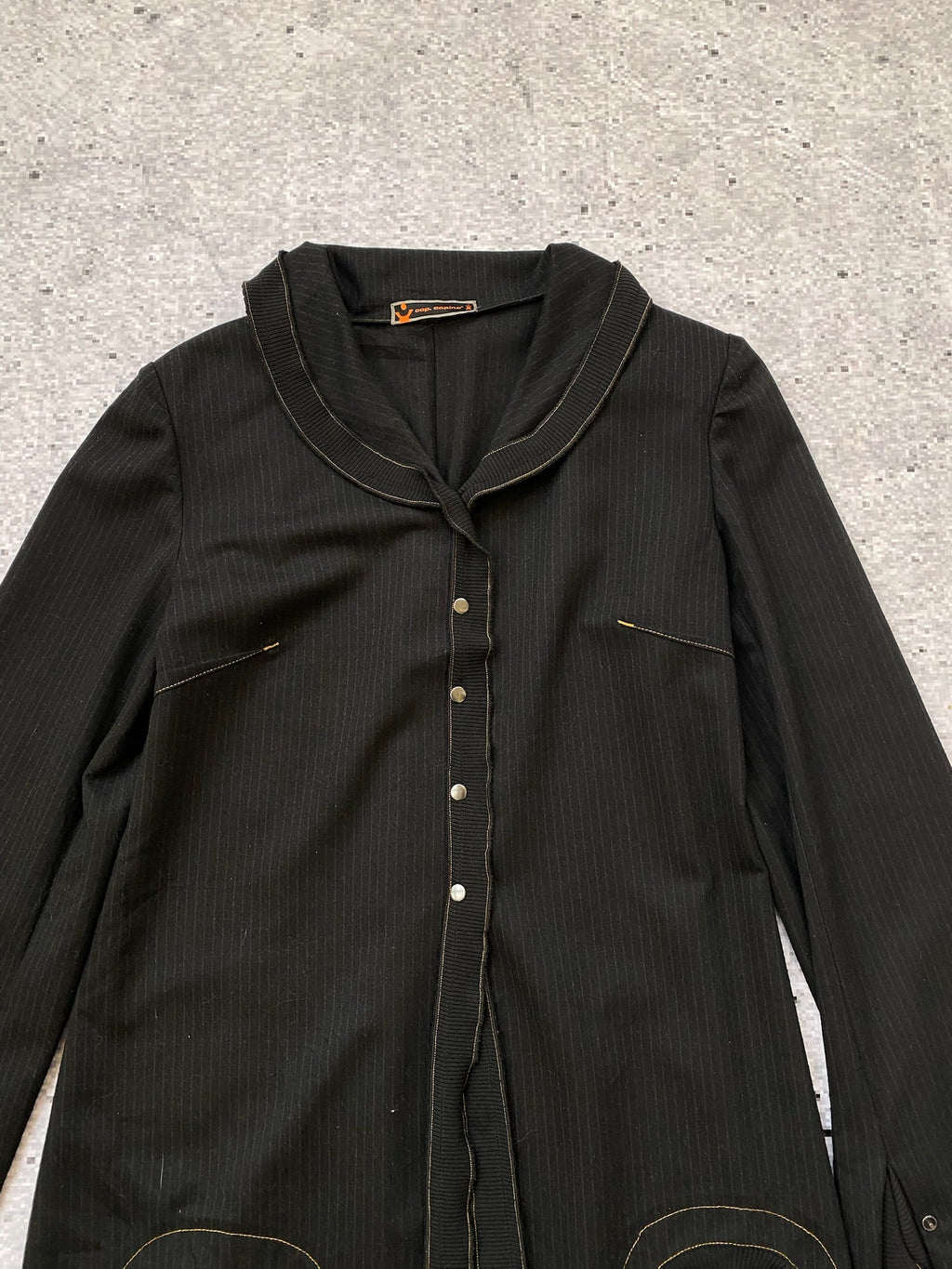 Vintage 90's Y2K Cop copine black grey stripes jacket pockets funky sleeves