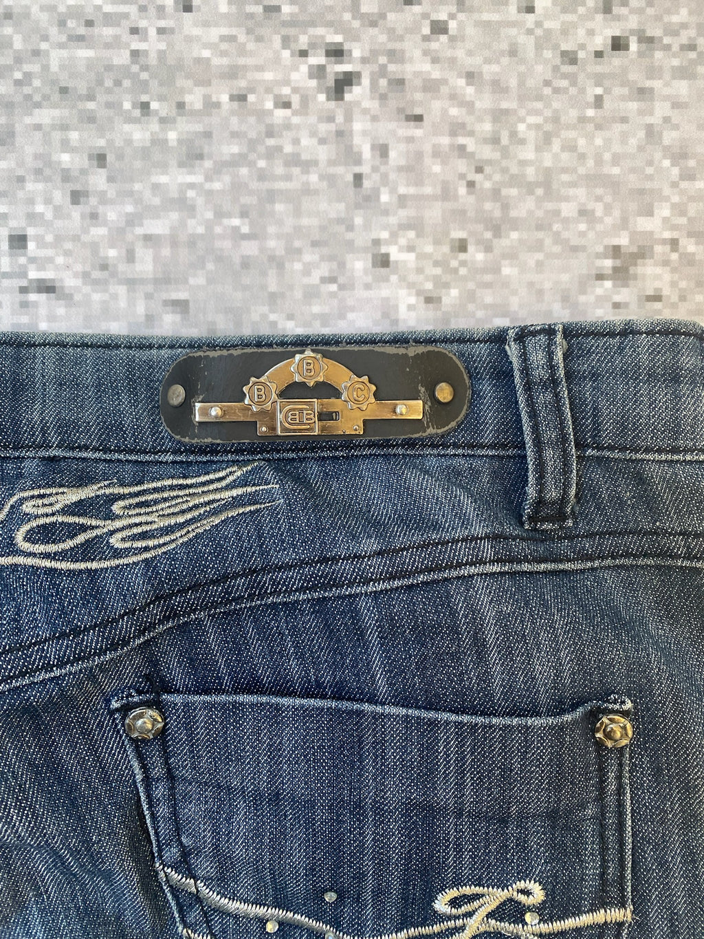 Black Embroidered Flared Low Bootcut Jeans