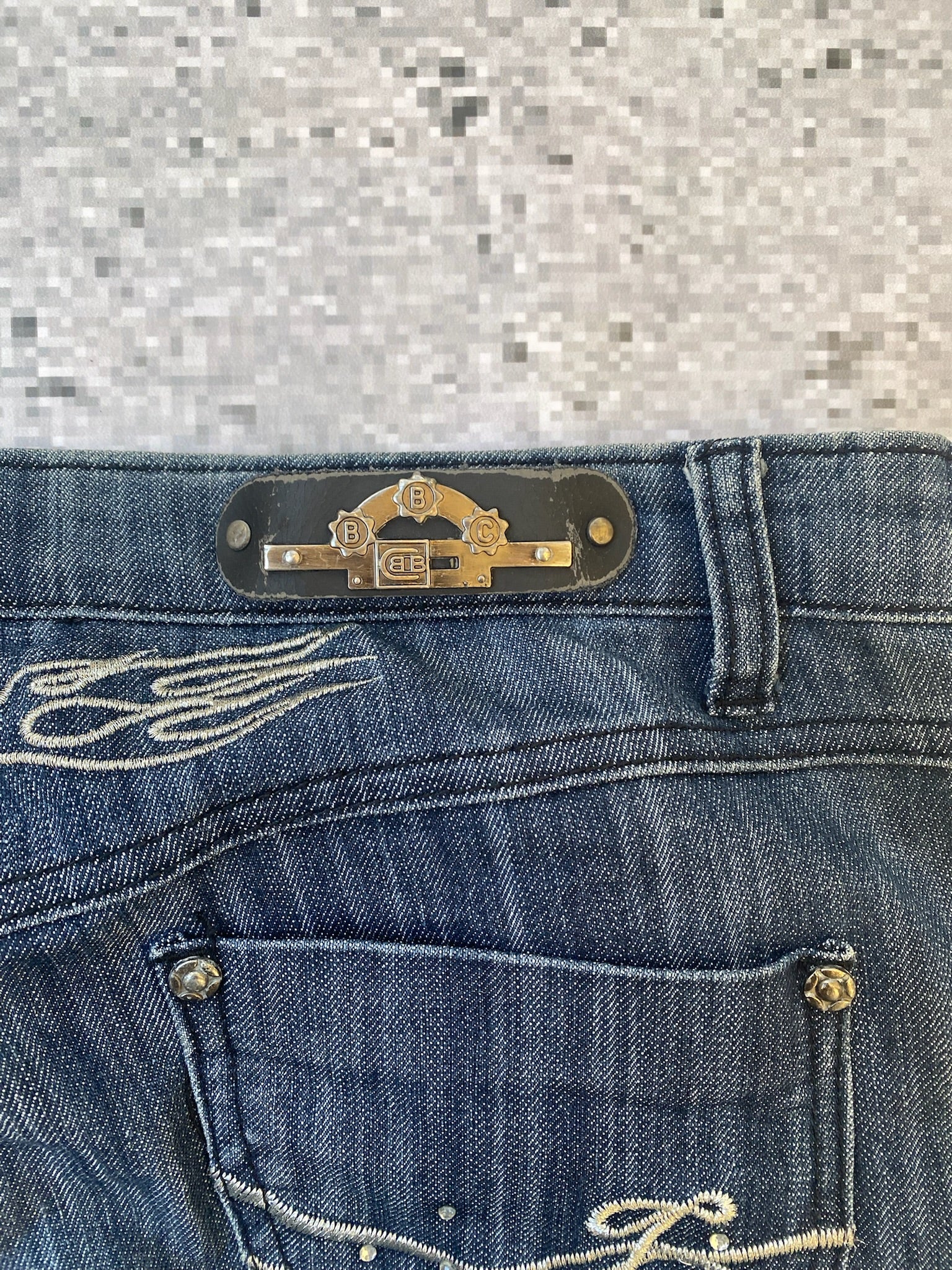 Black Embroidered Flared Low Bootcut Jeans