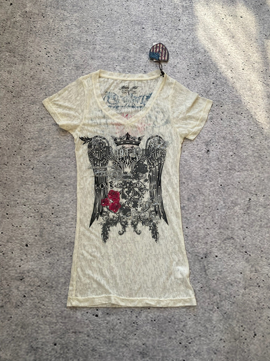 Y2K Tribal Bedazzled Fitted Long Baby Tee