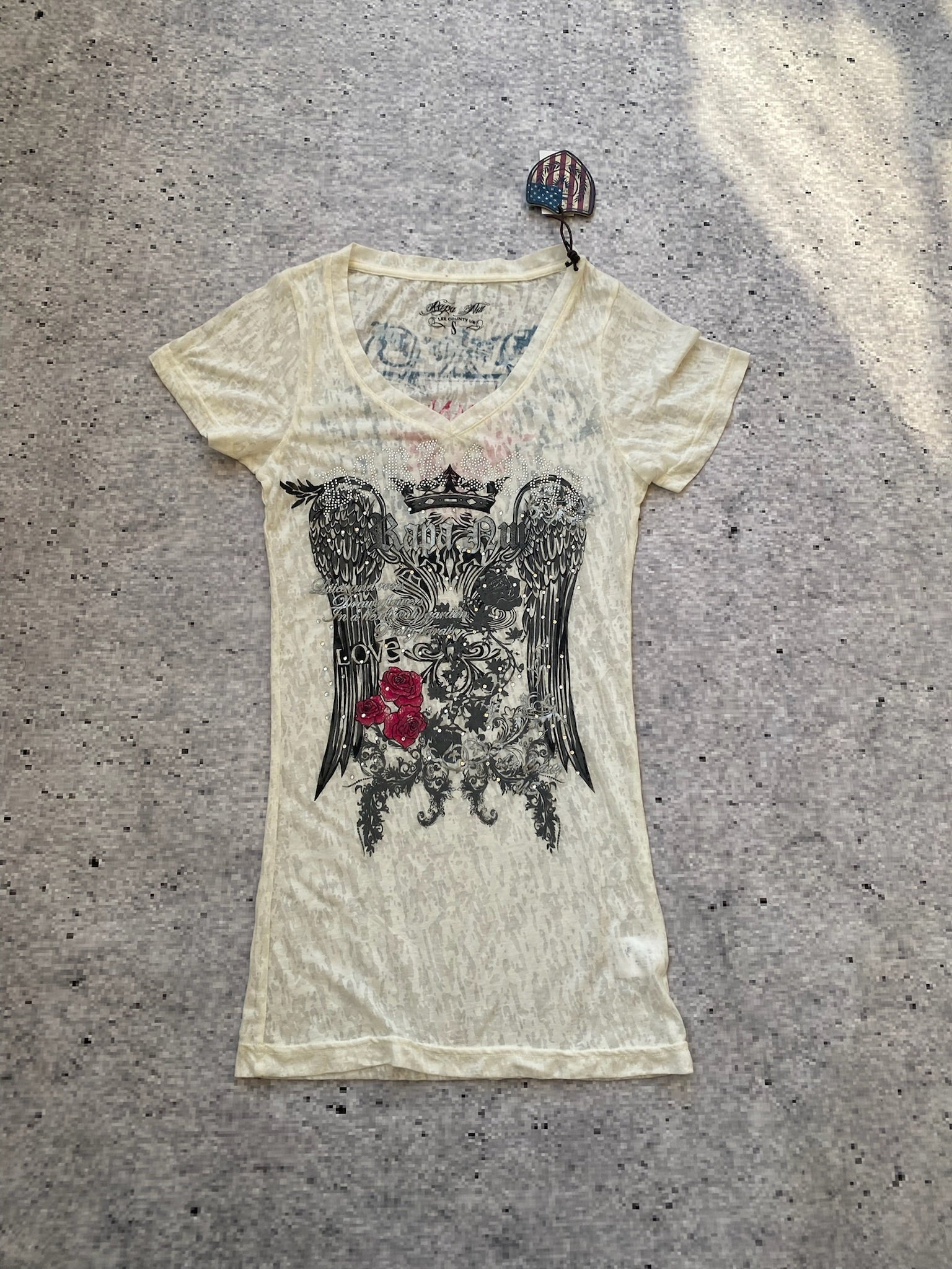Y2K Tribal Bedazzled Fitted Long Baby Tee