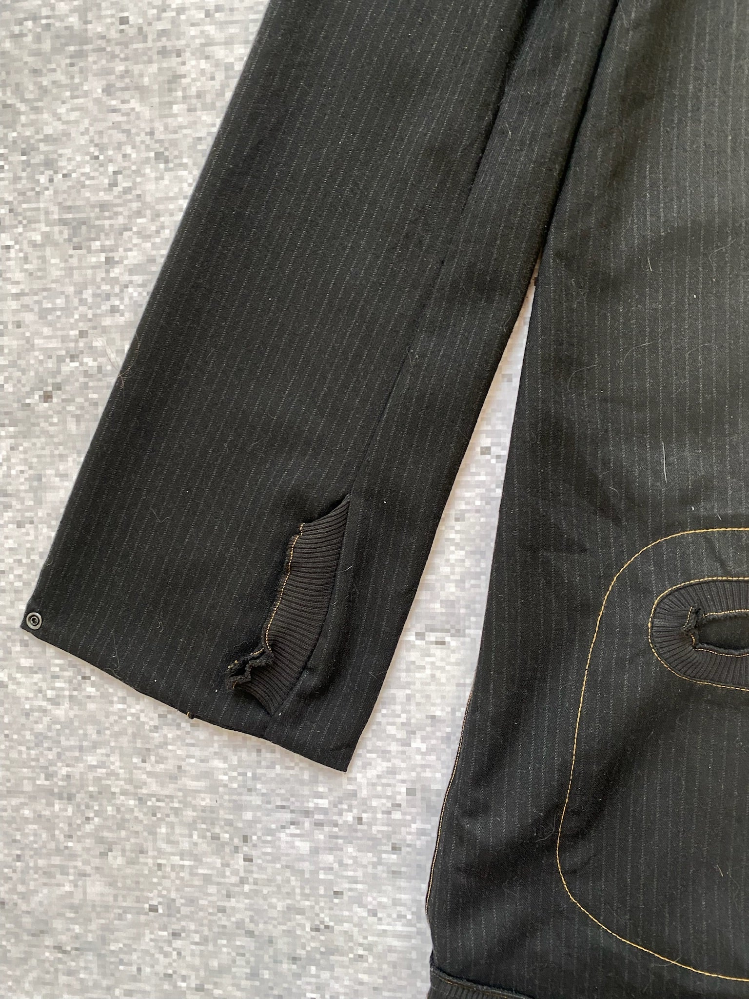 Vintage 90's Y2K Cop copine black grey stripes jacket pockets funky sleeves
