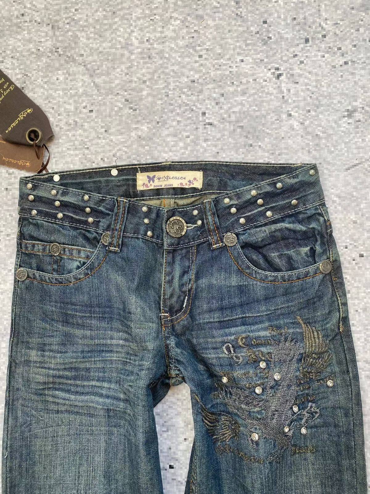 Explosion Darkwash Low Rise Straight Jeans (in tags)