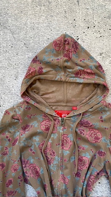 Floral Edc Y2k Ruched Cotton Hoodie  ⚡️
