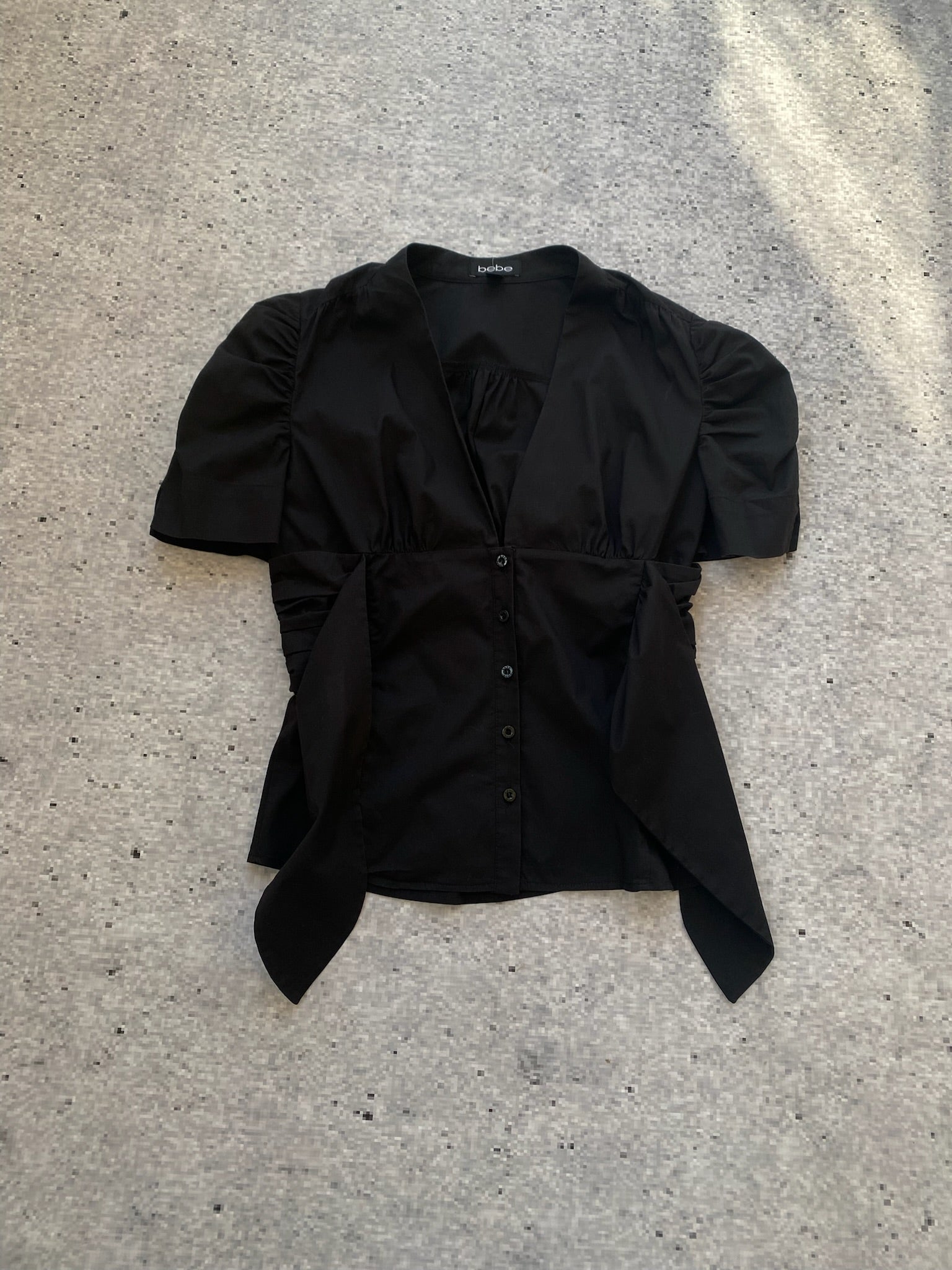 2000s Bebe Black Button-Up Shirt