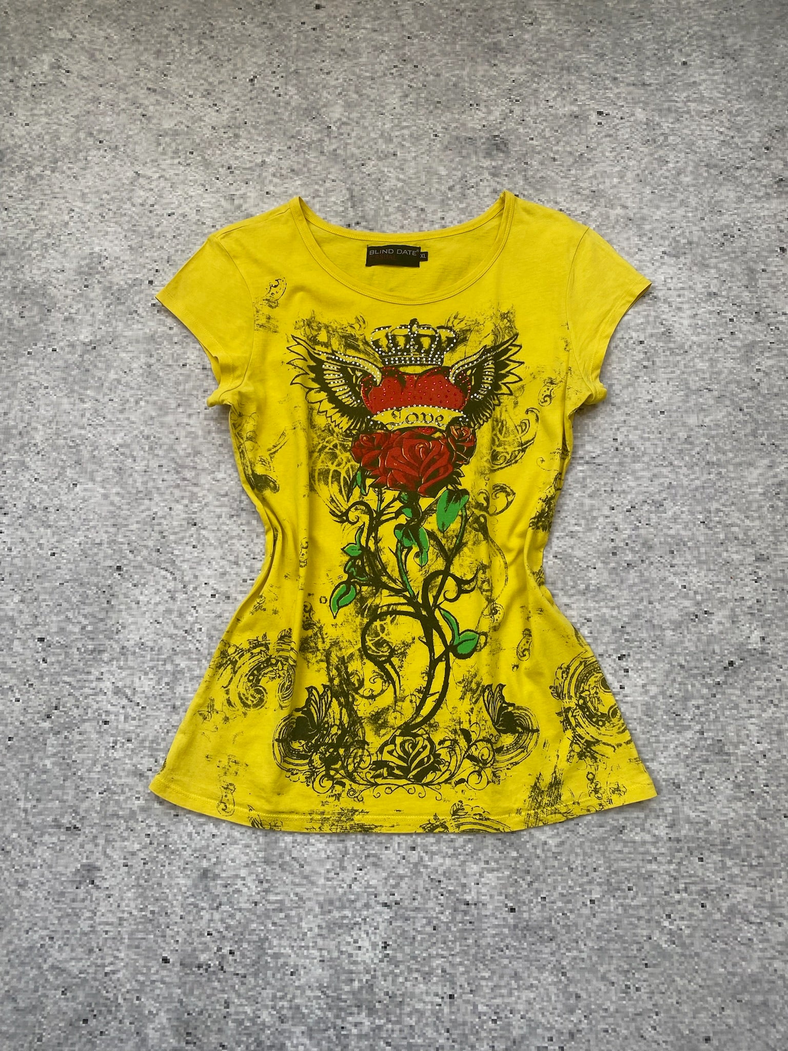 2000s Blind Date Grunge Yellow Top
