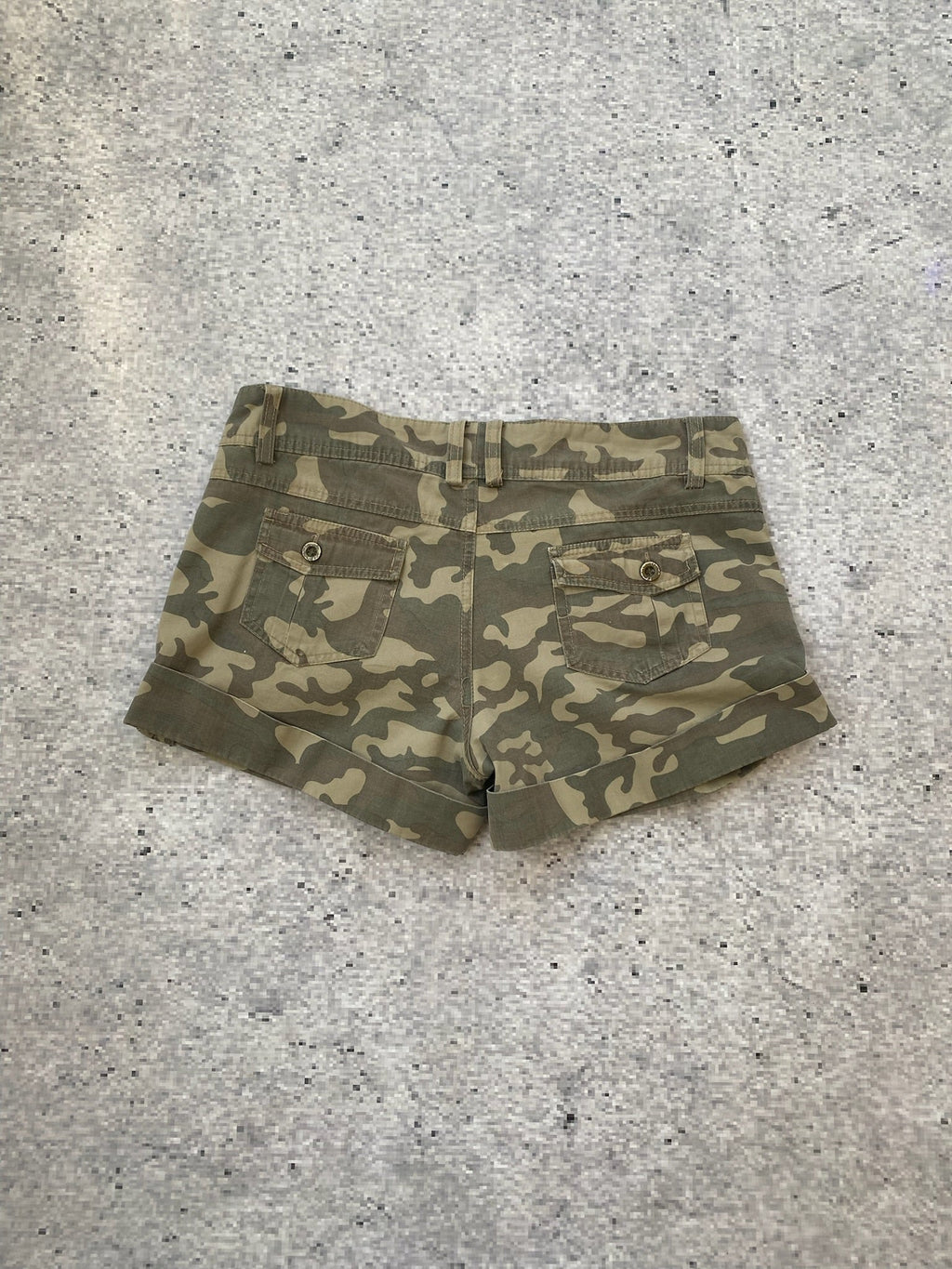 Low Rise Camo Military Mini Shorts