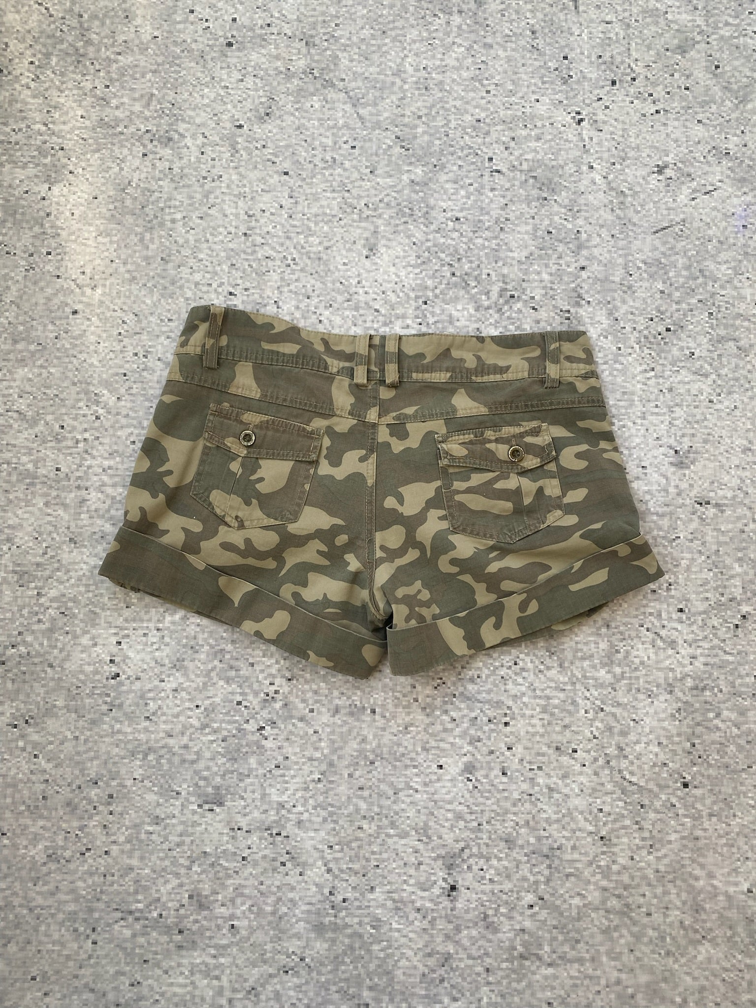 Low Rise Camo Military Mini Shorts