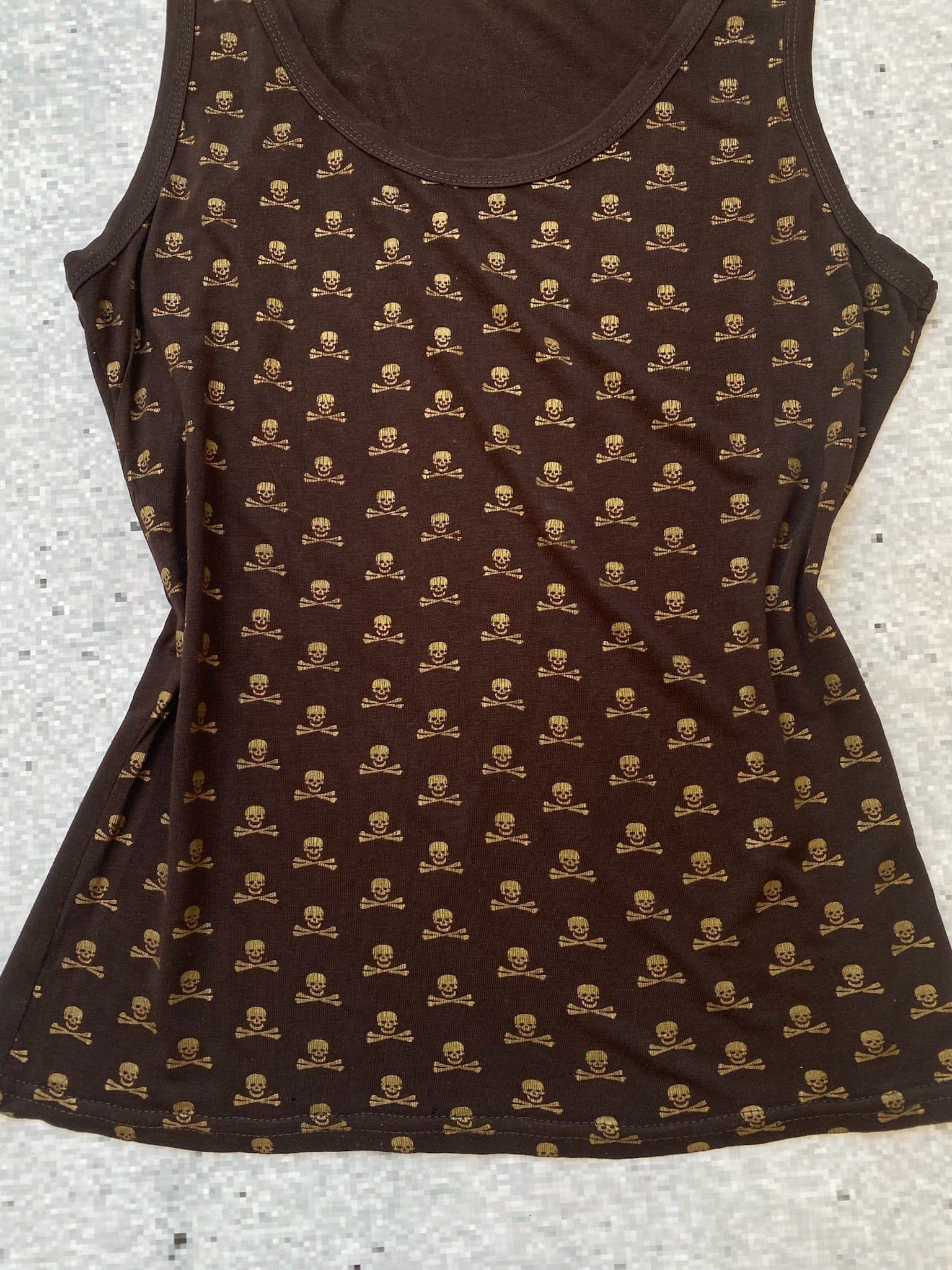 Fishbone Brown Grunge Skull Tank Top Fishbone