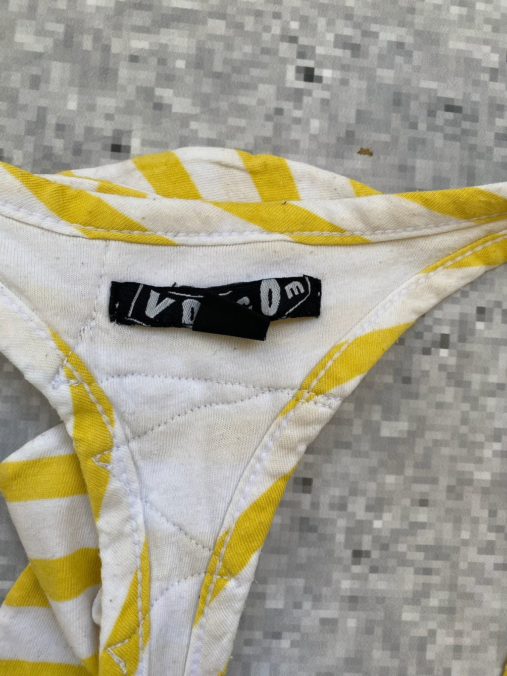 VOLCOM womens racer back tank top stripe yellow white