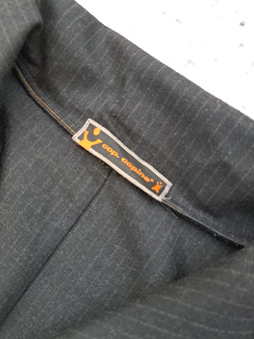 Vintage 90's Y2K Cop copine black grey stripes jacket pockets funky sleeves