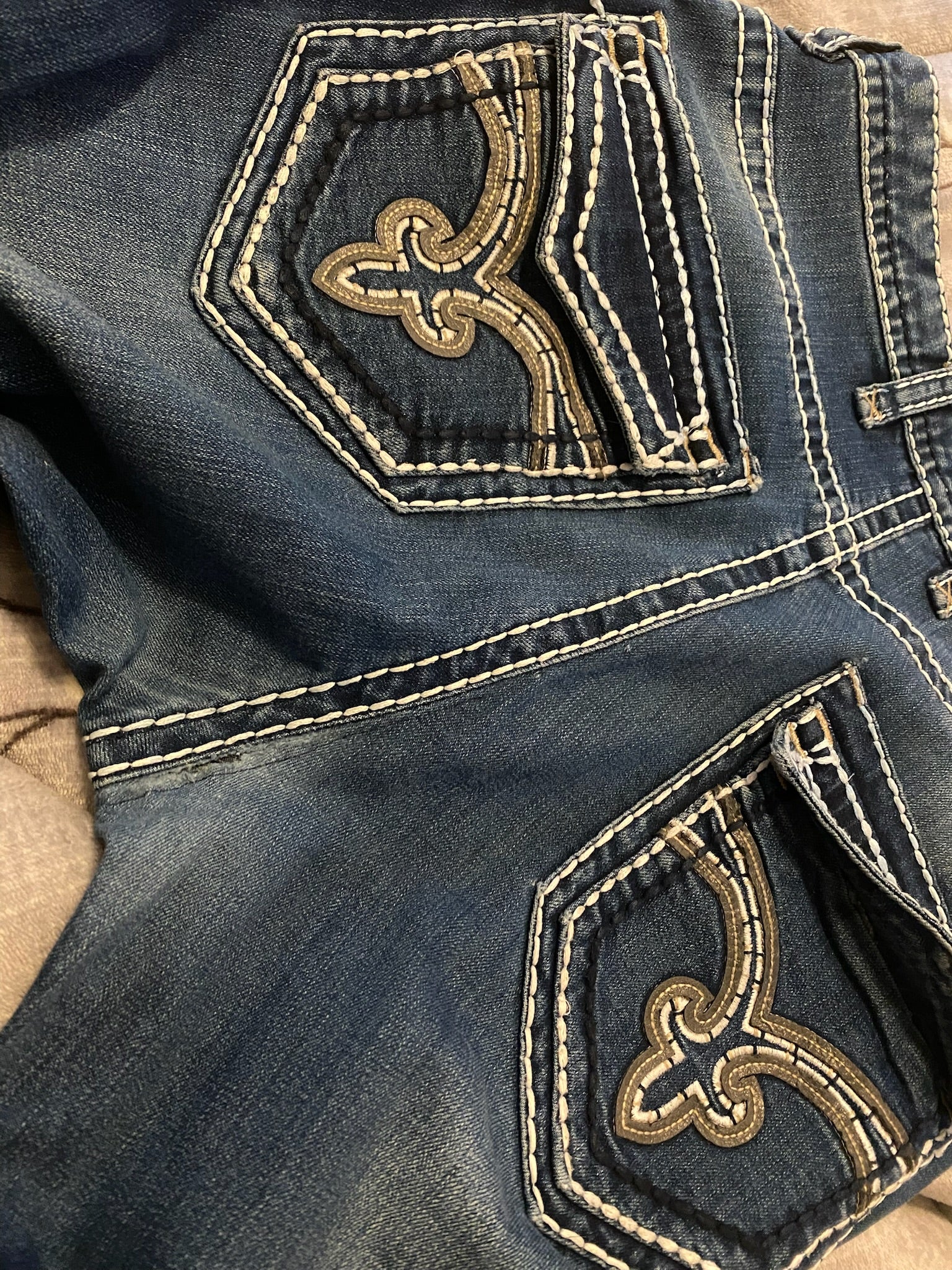 Iconic Rock Revival Straight Leg Jeans