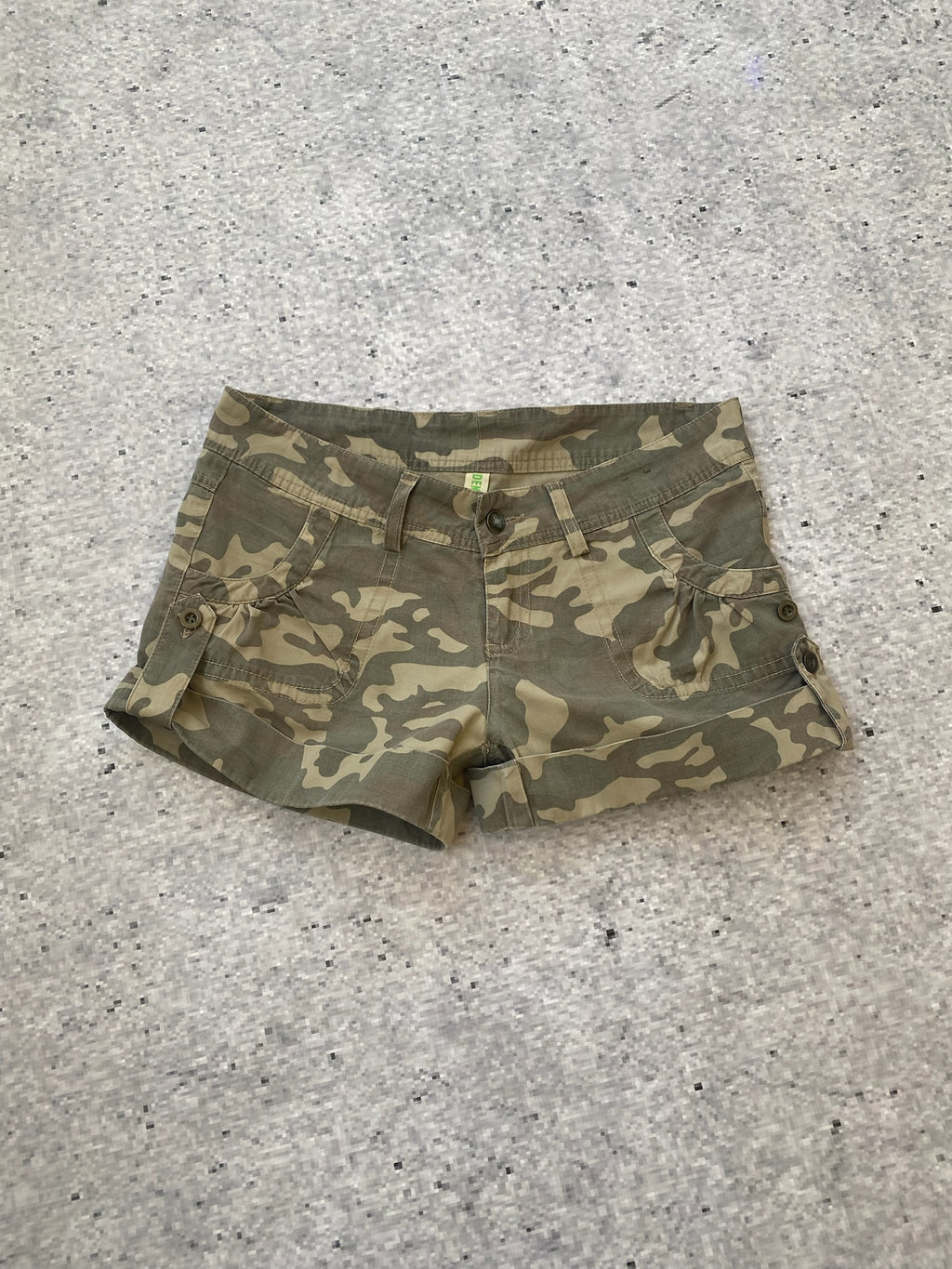 Low Rise Camo Military Mini Shorts
