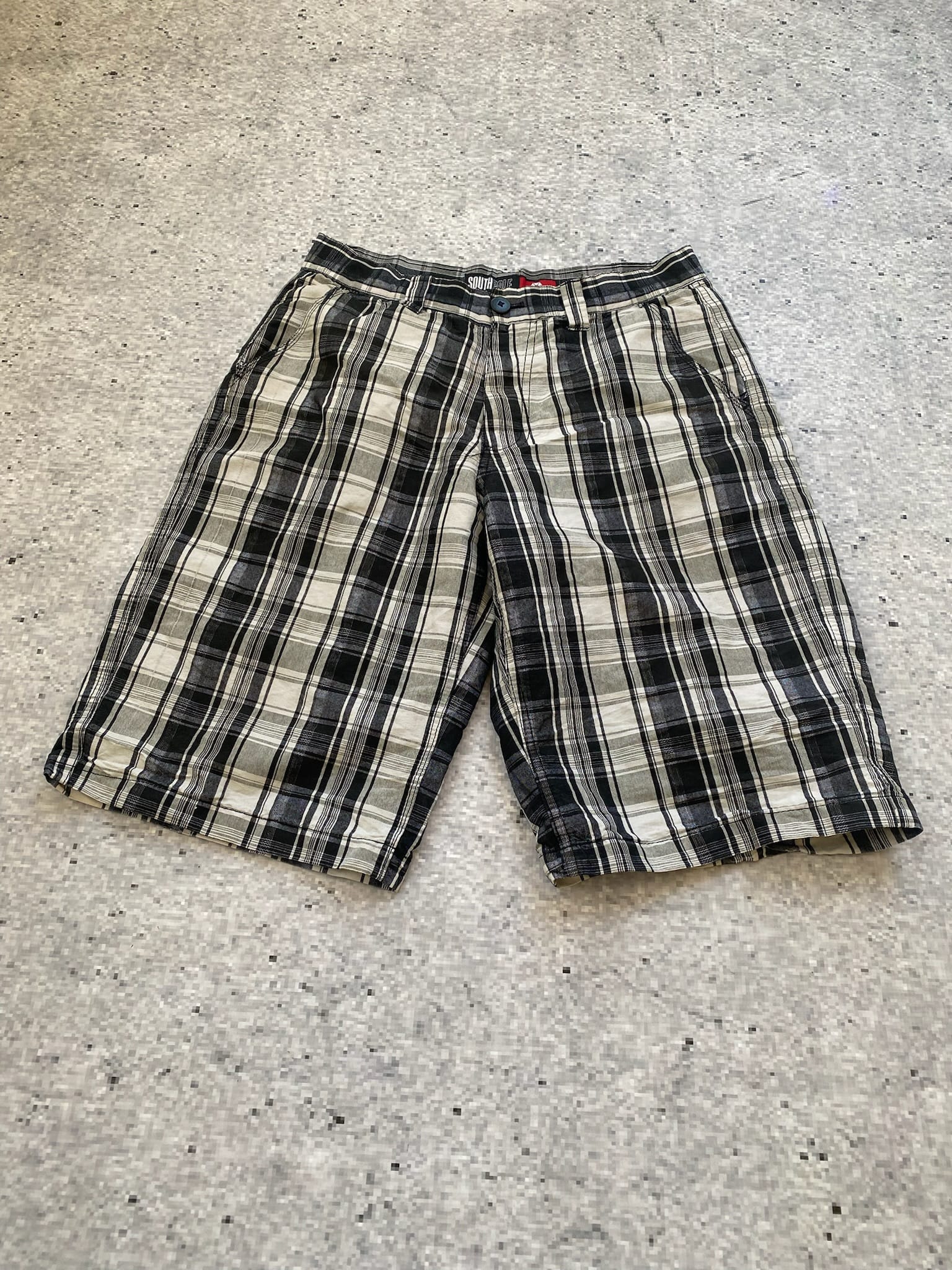 SouthPole Plaid Long Shorts