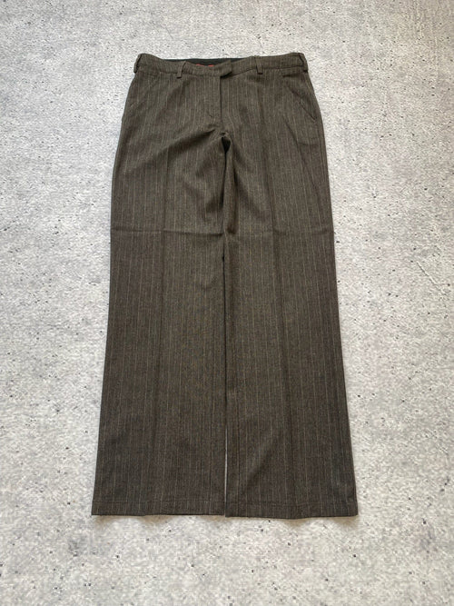 Armani Vintage Striped Pleated Wool Men Trousers Armani