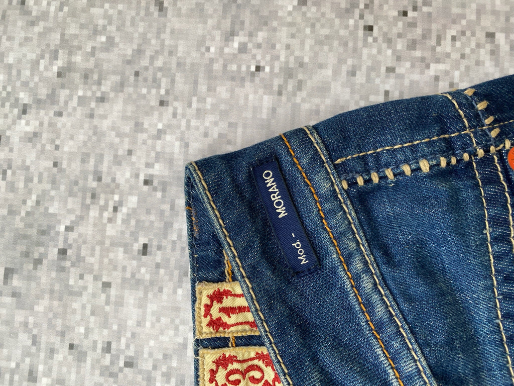 Indian Rose Ultra Low Waisted Flared 2000s jeans