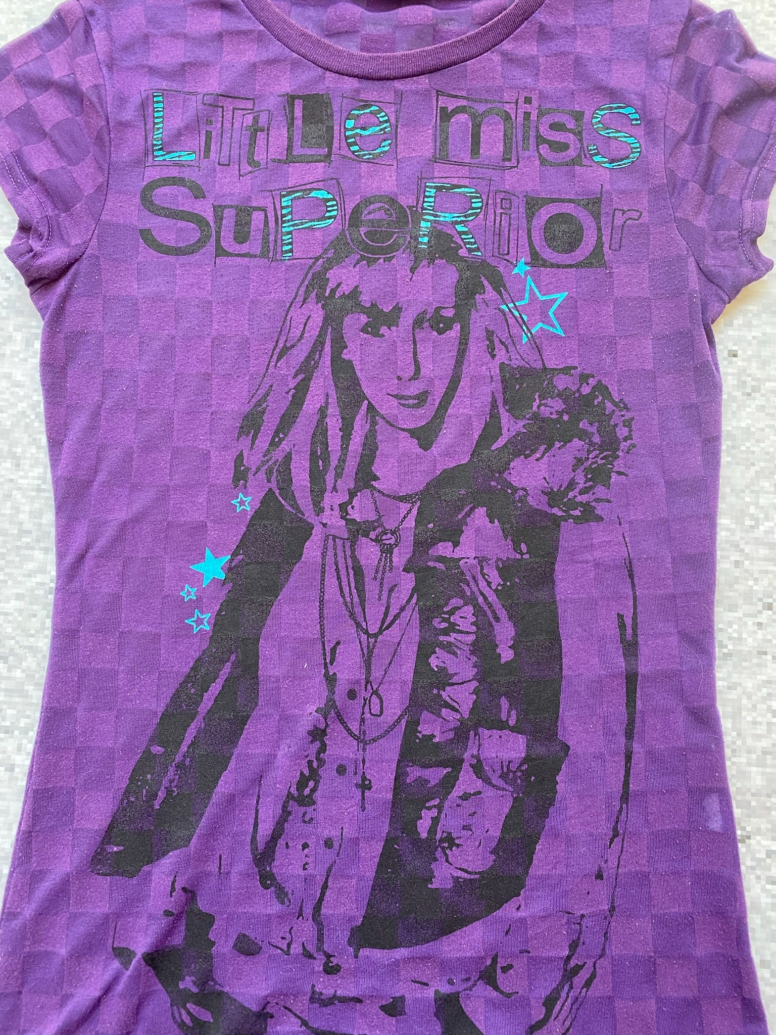 see-through emo checkered "Little Miss Superior" top