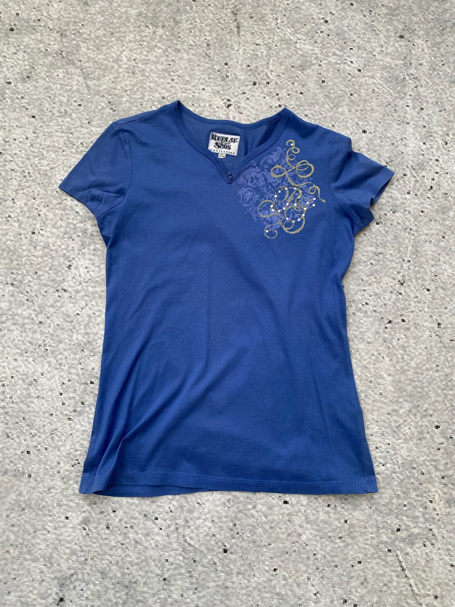 Replay y2k snatched v-neck grunge blue top