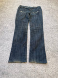 Black Embroidered Flared Low Bootcut Jeans